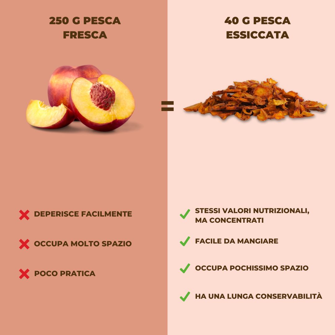 pesca fresca vs pesca essiccata