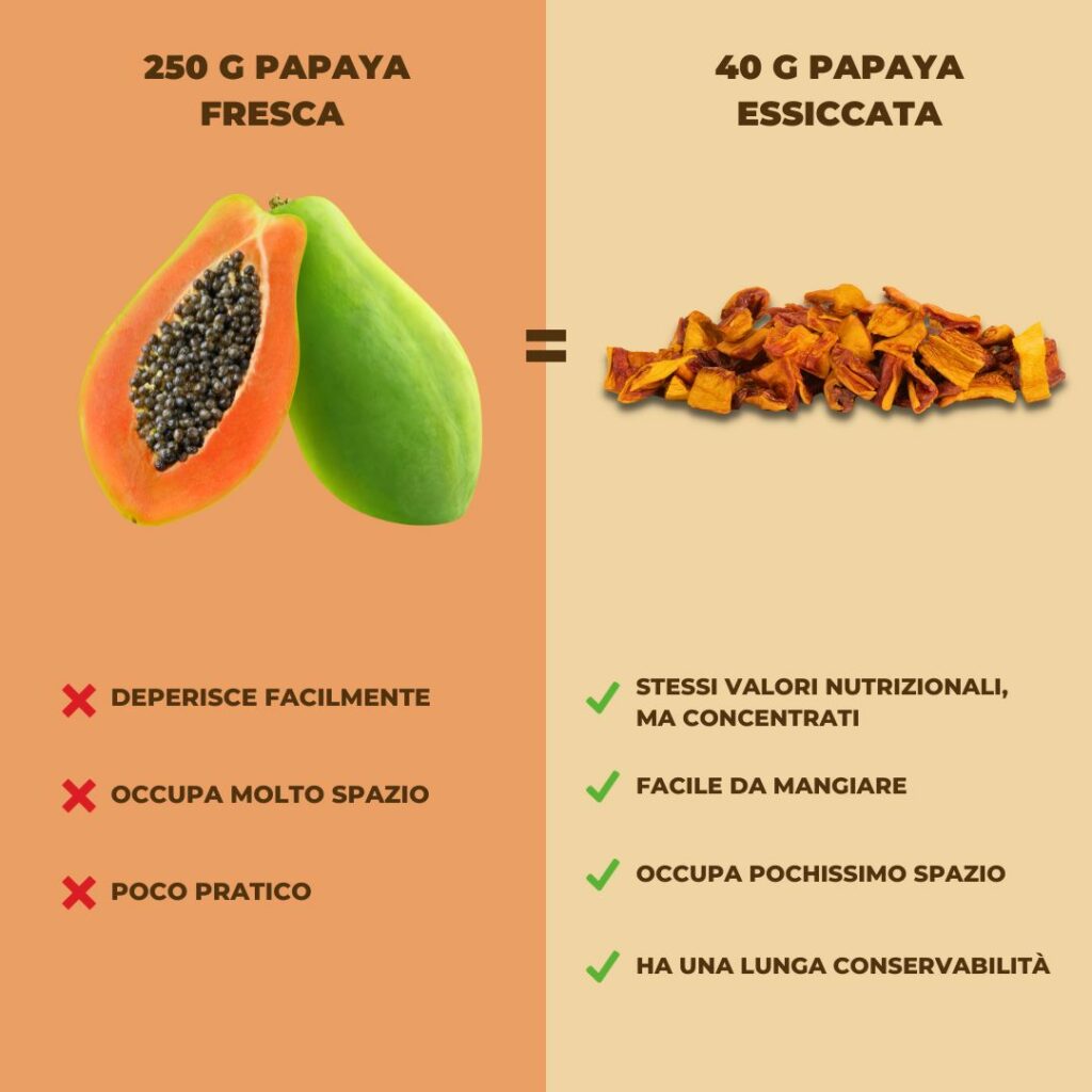 papaya essiccata vs payaya fresca