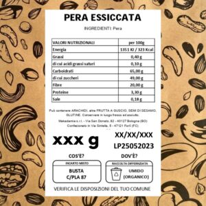 Pera essiccata valori nutrizionali
